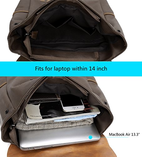 Koolertron Retro Kunstleder Vintage Fashion Unisex Sch  ler Laptop 14   Rucksack Wanderrucksack Hiking Backpack Damen Herren f  r Camping Reise Geeign