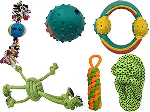 PSK PET MART Dog Toys , Chewy and Squeaky Doggy Toys , Sturdy and Durable , Colorful and Bright , Suitable in Size Non-Toxic Gums and Teeth Health Combo Pack of 6