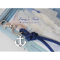 Schlüsselanhänger Segelseil marine Anker versilbert Herz Ahoi Kordel Karabiner Handmade