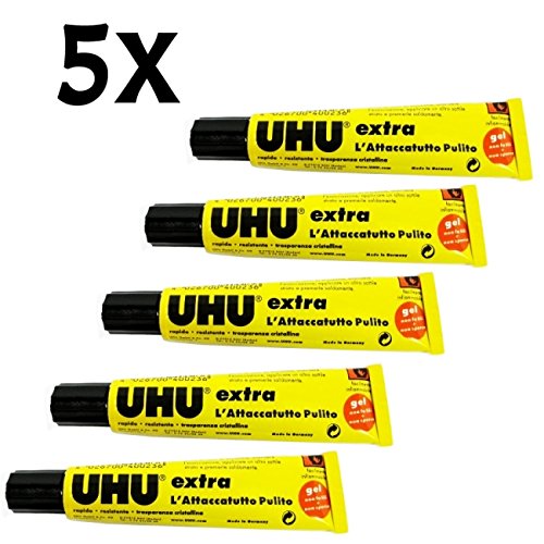 5 x Colla multiuso/Colla gel/Adesivo 20ml UHU extra
