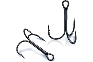 9KM DWLIFE Treble Fishing Hooks 50/10pcs,Triple Hooks High Carbon Steel Brabed Sharp,Replacement Fishing Hooks on Hard Lures for Freshwater Saltwater