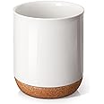 DOWAN Utensil Holder, 7.5 x 6.2 inches Large Kitchen Utensils Holder for Countertop, Farmhouse Vintage Utensil Crocks, Utensil Caddy, Kitchen Storage Canister, Organizer, Vase for Home Décor-Beige