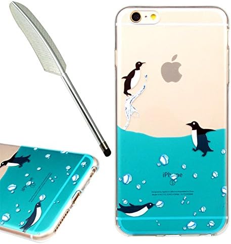 iPhone 6 Case 4.7 Inch, Vioela Cute Amusing Whimsical Cartoon Animals Fruits Tropical Design Anti-Scratch Bumper Ultra Slim Soft TPU Rubber Silicone Clear Case with Design for 4.7 inch iPhone 6/6S, Swimming Penguin