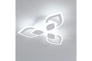 Mckalen Plafoniera LED Soffitto Moderno, 40W 4500LM Lampada da Soffitto Bianco, 48CM Plafoniere LED Acrilico per Soggiorno Camera da Letto Cucina Studio, Bianco Freddo 6500K