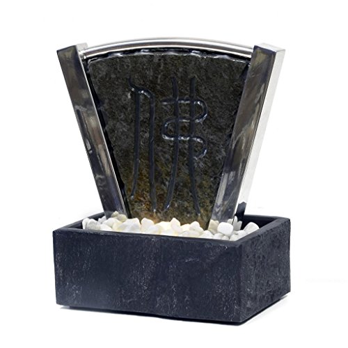 Zimmerbrunnen Schieferbrunnen Edelstahlbrunnen Halifax mit LED-Beleuchtung