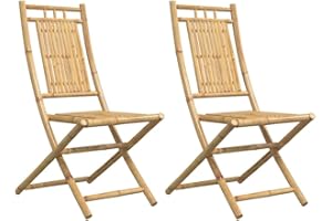 vidaXL Chaises Pliables de Jardin Lot de 2 46x66x99 cm Bambou, Chaise Pliable, Meuble d'extérieur, Chaise à Manger, Meuble de Patio, Meuble de Jardin