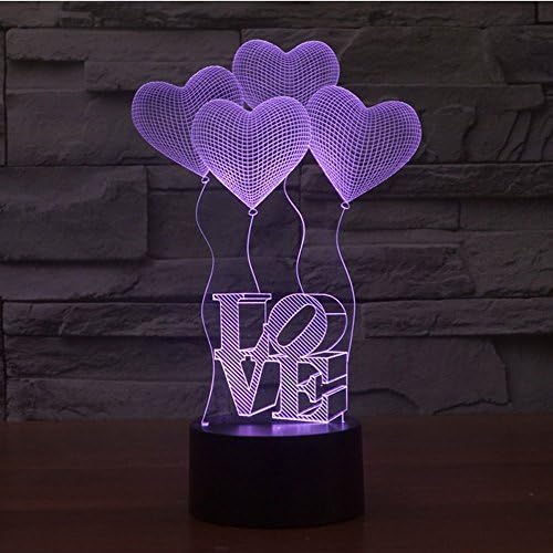 3D Lamp Led Night Light children lamp 7 Colors Touch Sensitive Switch desk Lamp USB Charge for Home Decor or Christmas Gifts (Love-2)