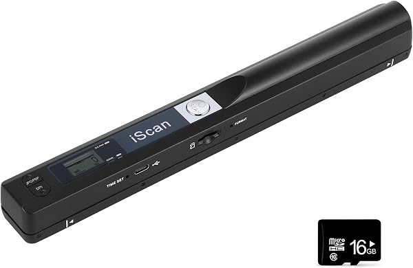 AOZBZ Portable Document Scanner, 900DPI Hand Held USB Image Scanner A4 Colour Photo Mobile Scanner Handy Scan (JPG/PDF Format, High Speed USB 2.0) (Scanner+16GTF Card) - 1