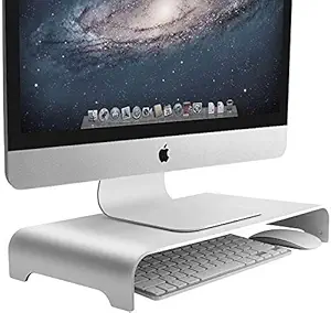 INDIAN DECOR. Indian Decor 29165 Monitor Stand For Desktop, Monitor Stand Metal Desktop Stand Base Up To 27 Inches Screens For Pc, Laptop, With Storage Space For Keyboard (White) Made In India!!