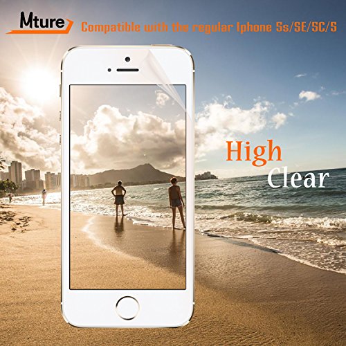 6-pack iPhone SE Schutzfolie Mture Displayschutz für iPhone SE /5/ 5S /5C Transparent Schutzfolie Screen Protector Ultra Klar Film Stressfreie, Blasenfreie Installation, Anti-Fingerabdruck High Definition LCD Displayschutzfolie (HD Clear) - 5