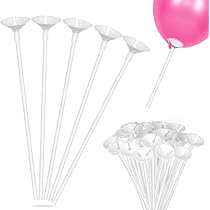 RAFIYU 100 Pièce Tige Pour Ballon Porte Ballon Ballons Réutilisables en Plastique Pour Décoration d'anniversaire, Mariage, Anniversaire, Articles De Fête (Transparent