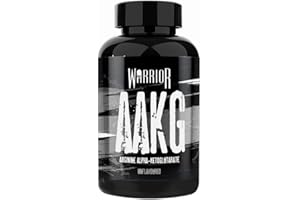 Warrior, Arginine Alpha-Ketoglutarate (AAKG) 500mg - 180 Capsules - Aims to Improve: Nitric Oxide Retention, Blood Flow and Nutrient Delivery, which Increases Vascularity