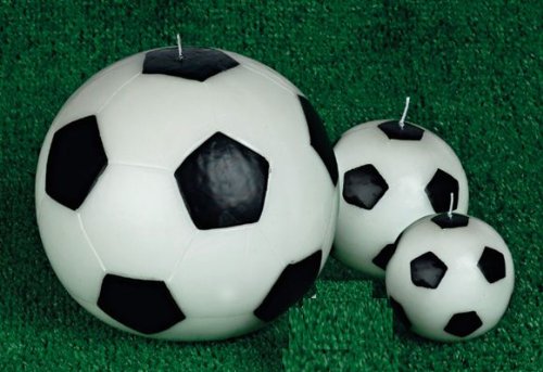 S120401 Fussballkerzen, Fußball Kugelkerzen 60 mm Durchmesser Wachskerzen