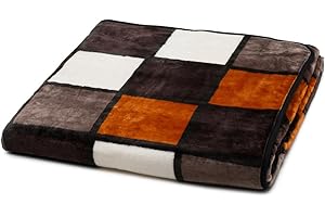 Gözze - Weiche Kuscheldecke, Cashmere Feeling, Hohes Stoffgewicht 500 g/m², Antigua, 150 x 200 cm - Zimt/Schwarz/Weiß