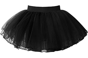 YEAHDOR Tutu Enfant Fille Jupe Orné de Paillettes Étoile Brillant Volant Mignon Jupette Tulle Courts Jupons Trois Couches Jupe Danse Ballet d'anniversaire Party Carnaval