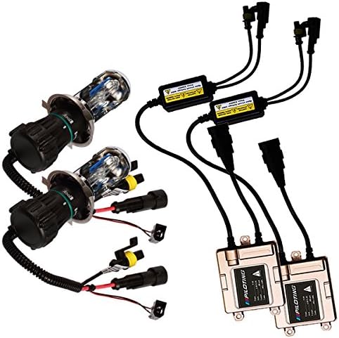 IIIPILOTING 12v 35w H4 H/L Bi-xenon Fast Bright Slim HID Xenon Conversion Kit Quick Start Aluminum Ballast AC HID Headlight (8000k)