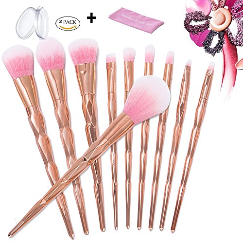 BeautyStar 10 Pcs Makeup Pinsel Set für Lidschatten Eyeliner Blush Kosmetik Concealer Erröten mit Freiem Silikon Make Up Schwamm - 7