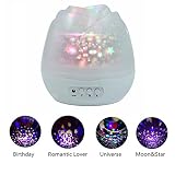 Generic L8-White LED Rose Star Auto Rotate 4 Slideshadow Color Changing Night Light, Plastik, weiß, 12.5 x 12.5 x 12.5 cm