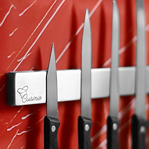 Premium Messerhalter magnetisch | Cuisino | Magnetleiste Edelstahl – 40 cm – Küchenleiste | Messerleiste | Magnetschiene Werkzeug | Messer-Magnetstreifen, rostfrei – mit Befestigungsmaterial - 3