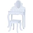Fantasy Fields By Teamson Rapunzel Kids Dressing Table Vanity Set With Mirror, Drawers & Chair Stool For Children White TD-12851B