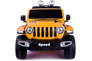 INDALCHESS Coche eléctrico para niños con batería 12V Todoterreno, Mando a Distancia, Super Car, 4x4, 4 Motores, Ruedas de Goma, Función Balancín (Amarillo)