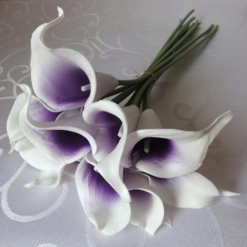 Roseem 40 cm artificial calla lily 20 Stem Flower Bouquets (Purple Center)