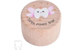 ZEPIQOR Scatola Porta Dentini da Latte, Bambini e Bambina, Legno, Classico, 1 Unità, 5 cm x 5 cm, Ricordo Regalo, Accumulazione dei Denti, Scatola dei Souvenir