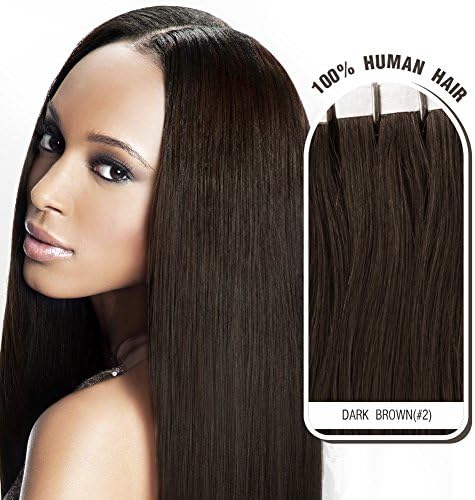 Melodylocks 24" Tape in Remy Human Hair Extensions 20 Pieces(pcs), 30g, Straight #2 Dark Brown