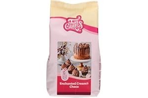 FunCakes Preparado para Crema Encantada Choco: Crema de chocolate fácil de usar, muy ligera y esponjosa, perfecta para rellenar y cubrir pasteles o como cobertura para cupcakes. 450 g.