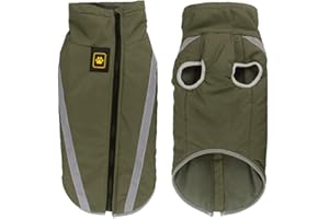 FEimaX Dog Coat Waterproof Windproof Pet Warm Jacket Outdoor, Puppy Reflective Adjustable Outfit Vest Cold Winter Clothes for Small Medium Large Dogs - Soft Fleece Cotton Lined, with Harness Hole