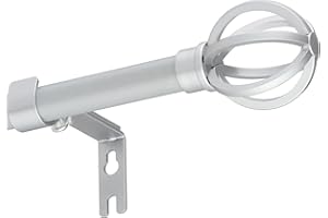 WIDYANA Silver Curtain Pole Set 70-110cm, Extendable Curtain Pole for Eyelet Curtains, 16mm Diameter Adjustable Curtain Pole for Dining Room, Bedroom, Living Room and Kitchen