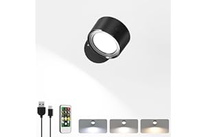LIGHTBIZ LED Candel Wall Lights with Remote, 1 Pack Rechargeable Wall Mounted Reading Sconces Lamp 3000mAh, 3 Colors & Dimmable Magnetic 360° Rotation Candel Wall Lighting Spotlights for Bedroom Bedside