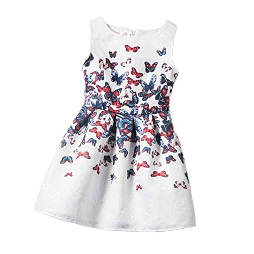 Internet Kids Clothes, Girls Sleeveless Printed Big Size Princess Dress (3-4Y, Butterfly)