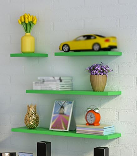 stable Rack, On the wall Shelf Creative wall Word Partition bedroom bookshelf Simple modern shelf Wall hanging living room decoration Simple and elegant ( Color : Green , Size : 12cm )