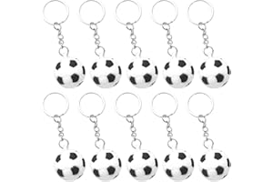 JchEnye Set de 10 colgantes de llaves en forma de balón de fútbol, balón deportivo y balón antistrés. Ideal como regalo para fiestas, para fans de fútbol, escuelas y clubes de fútbol.