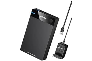 UGREEN USB 3.0 Festplattengehäuse UASP 3,5 Zoll Externes Gehäuse Case für 3.5" SATA SSD und HDD mit USB 3.0 Kabel und 12V 2A Netzteil Werkzeuglos