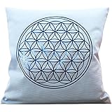 bedrucktes Dekokissen Blume des Lebens von Wandtattoo Loft® auf Baumwollstoff mit Füllung 40 x 40 cm
