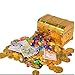 Price comparison product image ECOLOG Golden Pirate Treasure Chest Box Toy with Plastic Gold Coins,Pirate Gems Jewelry Diamond,Earrings,Rings,Banknotes for Party Favor Games Party Supplies Decoration Kids Boys Girls and More