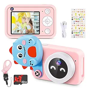RenFox Kids Camera - 16MP Digital Selfie Camera Toys Gifts for 3-12 Yeas Old Girls Boys, Rechargeable Shockproof 1080P Video Recorder Camcorder with 2.4