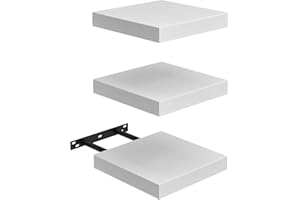 ‎FURNITABLE FURNITABLE Schweberegal 3er Set Kompakt 20x20cm Wandregal MDF für Bad, Küche, Flur - Weiß