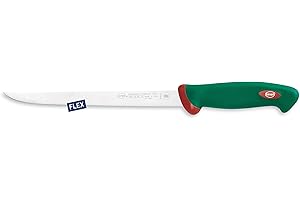 Sanelli Línea Premana Professional,Cuchillo Filetear Flexible Cm.22,Acero Inoxidable,Verde y Rojo,36.0x3.0x4.0 cm