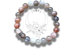 VibraSens Naturopathie Bracelet Pierre de Lune - vraies pierres naturelles de Lithothérapie - Fabriqué en France - perle naturelle pour la fertilité et l'harmonie de la femme