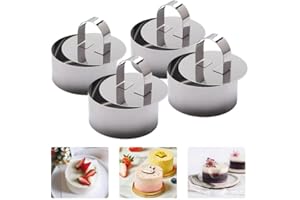 JINSION 4 Pièces Anneaux à Dessert 8cm x 8cm x 3.8cm,Cercle Patisserie Anneaux à Mousse ,Cercle à Gâteau Rond Cercle a Patisserie Anneaux à Dresser Set de Emporte Pièce Rond pour Gâteaux, Puddings, Pains