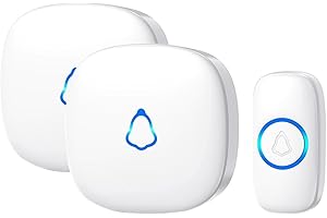 SECRUI Sonnette Sans Fil Exterieur Etanche, Doorbell Avec 2 Récepteurs + 1 Émetteur À Pile, 58 Mélodies Carillon, 120 dB 5 Niveaux Volume, LED, 300m Longue Portée Sonette Pour Maison,Appartement,Blanc