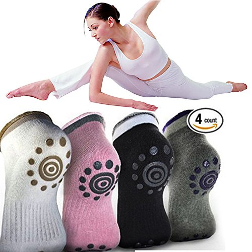 DAS Leben Yoga-Socken mit Gummipunkte gegen Rutsch von Baumwolle für Damen (4 Paare) size: 35-38 - 8