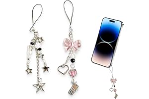 BDEPSTR 2 Stück süße Handy-Anhänger, Handykette Universal, Handy Schlüsselband, Y2K-Anhänger, Riemen, Handy-Anhänger, Zubehör für Handytasche, Schlüsselanhänger, Kamera-Anhänger