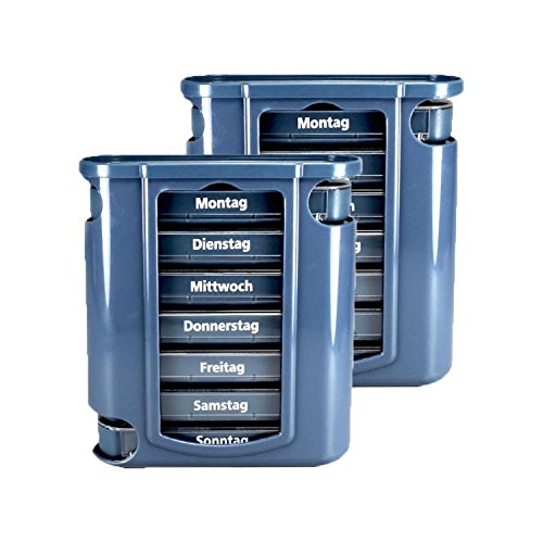 2 x 7 Tage Pillendose, Pillenbox, Pillenturm, Medikamentenbox, Tablettenbox, Wochendispenser, TOP - 2