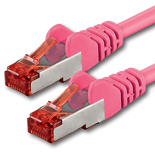 1m Cat6 Ethernet Cable Lan Patch Cat 6 Cables Internet Rj45 Plug 1Gbit/s SFTP PIMF for switch, router, modem, computer, gaming, tv, patchfields - magenta - 1 piece 1m
