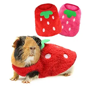 HYLYUN Guinea Pig Clothes 2 Packs - Small Animal Rabbit Warm Vest Cozy T-Shirt for Guinea Pig Ferret Bunny Kitten Chihuahua and Other Small Animals