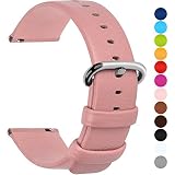 Fullmosa 22mm Uhrenarmband in 12 Farben, Kalbsleder Armband für Damen Heren Lederarmband mit Edelstahl Metall Schließe, 22mm,Rosa